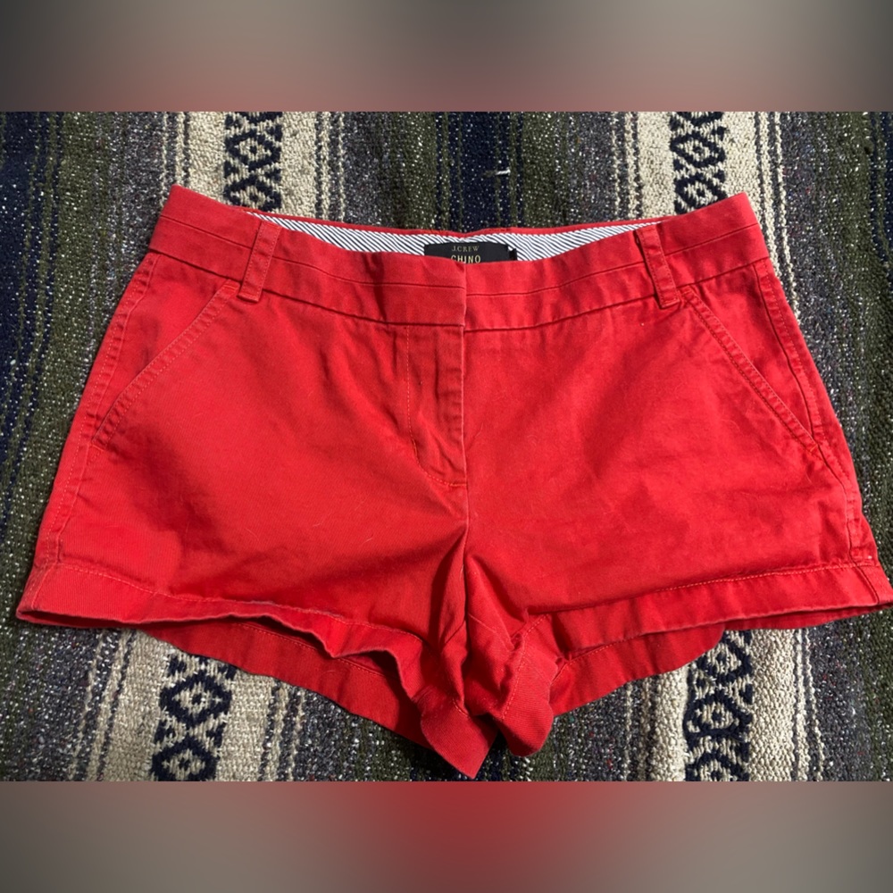 Red J.Crew Chino Shorts
